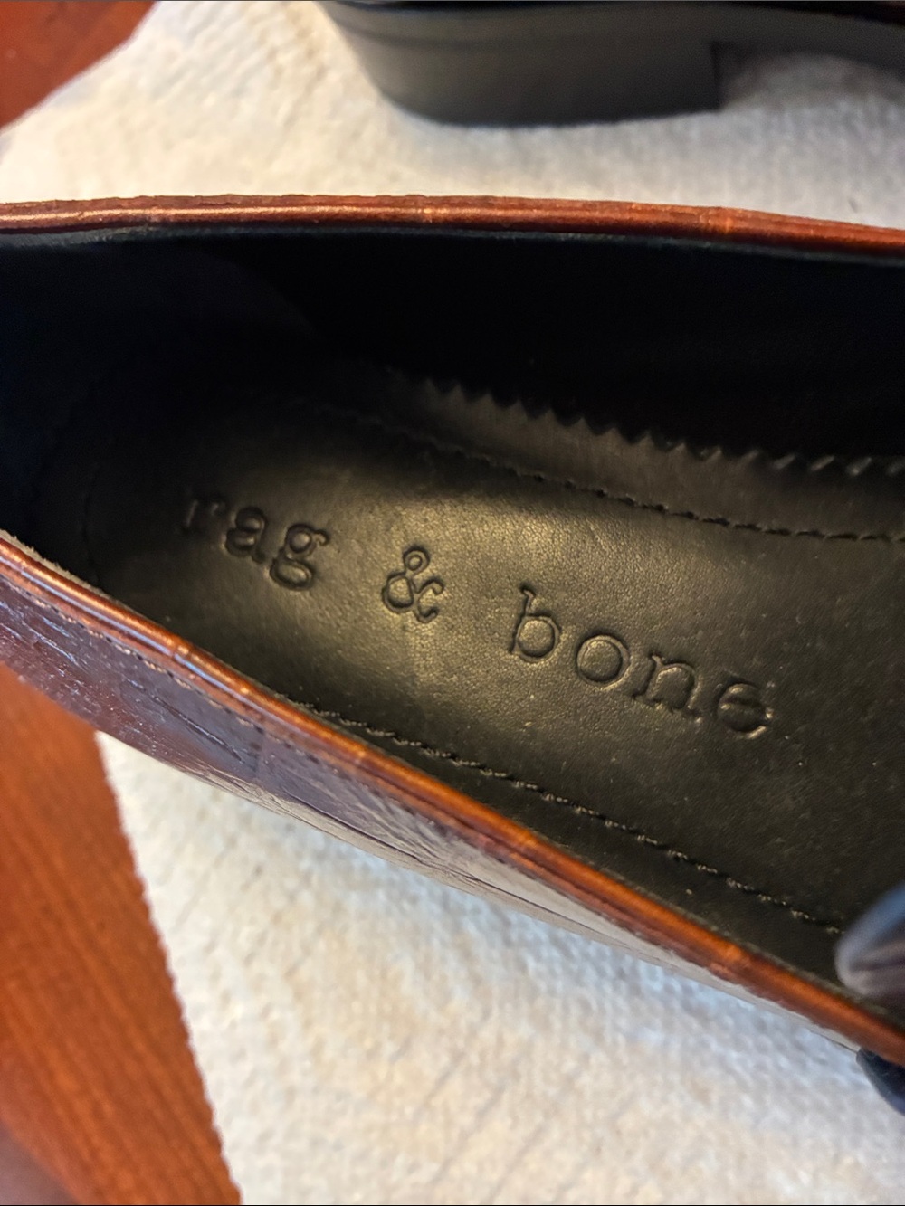RAG & BONE. GORGEOUS Brown Croc-Embossed Leather Loafers. Size 38. SOFT. NWOT - Picture 4 of 16